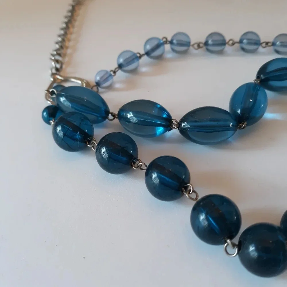 Blue beaded necklace from Icing